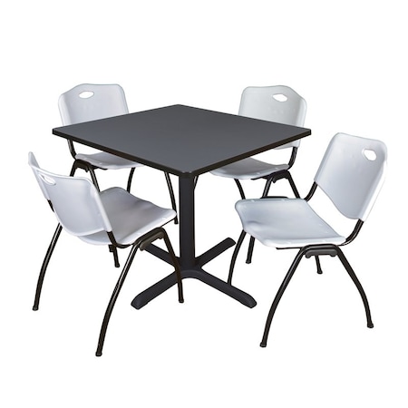 Cain Cain Square Table & Chair Set, Wood, Metal, Plastic Top, Grey TB3636GY47GY